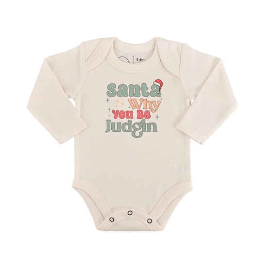 long sleeve graphic bodysuit | why be judgin