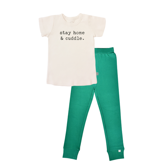 short sleeve pajama set | stay home and cuddle